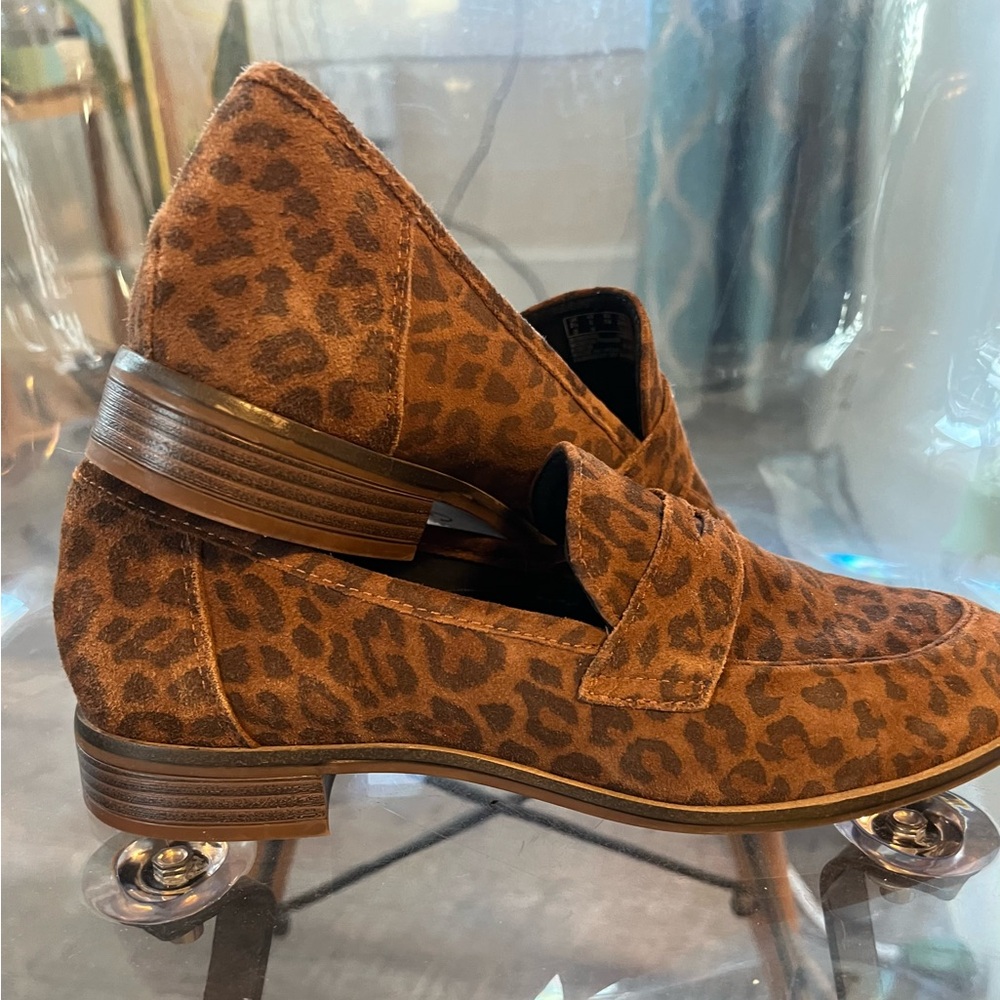 Leopard Print Suede Loafers - Brown Women's Slip-On
